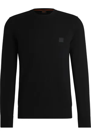 HUGO BOSS Jersey regular fit de algodón y cashmere con parche de logo