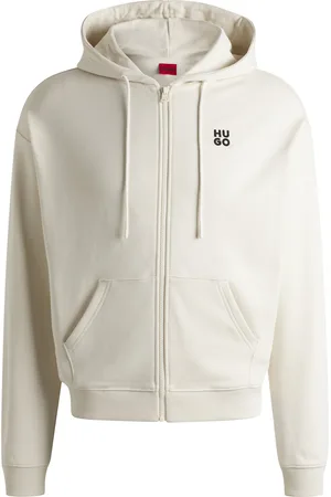 HUGO BOSS Sudadera con capucha y cremallera en felpa de algodón con logo apilado