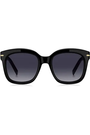 HUGO BOSS Gafas de sol de acetato con bisagras en tono dorado