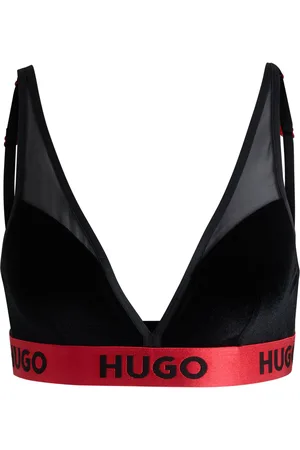 HUGO BOSS Sujetador triangular de terciopelo elástico y malla