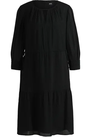 HUGO BOSS Vestido de manga larga en tejido fil coupé