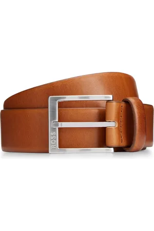 HUGO BOSS Cinturón de piel italiana con hebilla plateada