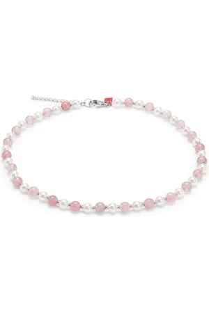 HUGO BOSS Collar ajustable con perlas naturales y piedras rosas