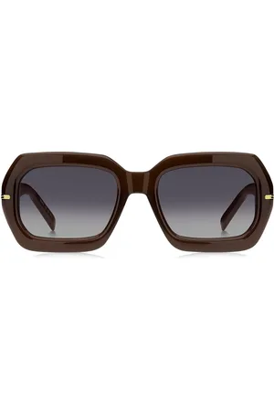 HUGO BOSS Gafas de sol de acetato marrón con patillas estampadas