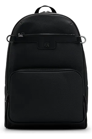 HUGO BOSS Mochila de piel sintética granulada con ribete de logo apilado