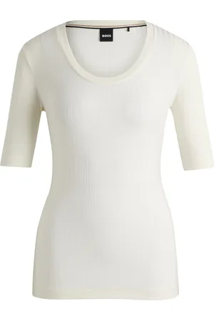HUGO BOSS Top de cuello redondo en tejido elástico