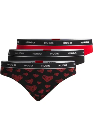 HUGO BOSS Paquete de tres tangas en algodón elástico con logos en la cintura