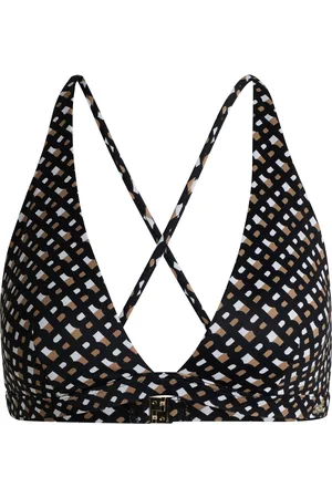 HUGO BOSS Top de bikini con estampado de monograma y colgante con logo