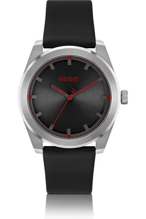 HUGO BOSS Reloj con correa de piel y esfera negra cepillada