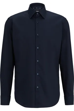 HUGO BOSS Camisa regular fit en popelín de algodón elástico de planchado fácil