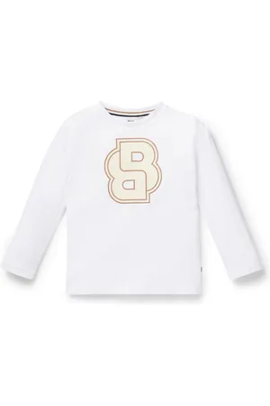 HUGO BOSS Camiseta de manga larga para niños en algodón con monograma Double B