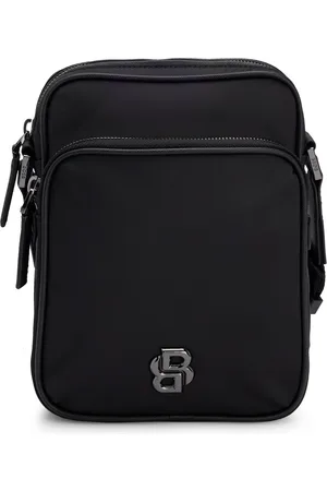 HUGO BOSS Bolso mensajero de sarga con monograma Double B