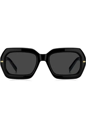 HUGO BOSS Gafas de sol de acetato con bisagras en tono dorado