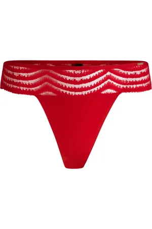 HUGO BOSS Tanga con ribete de encaje y detalle de logo