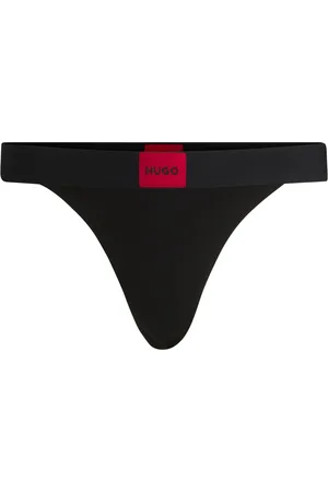 HUGO BOSS Tanga de algodón elástico con etiqueta con logo roja