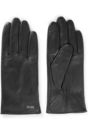 HUGO BOSS Guantes de piel con remache con logo y forro completo