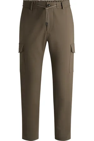 HUGO BOSS Pantalones cargo tapered fit de algodón elástico con estructura de tejido doble