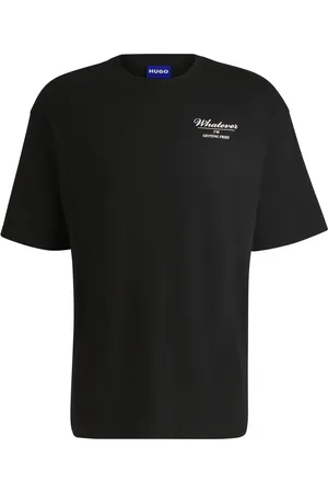 HUGO BOSS Camiseta oversize fit de punto de algodón con eslóganes estampados