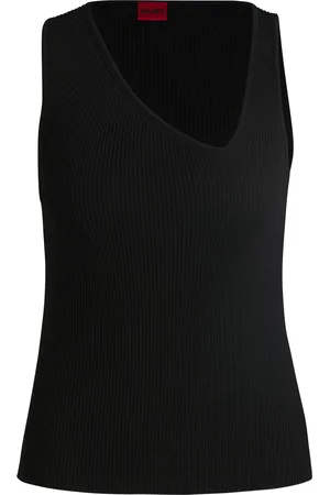 HUGO BOSS Top de punto sin mangas con escote en pico asimétrico