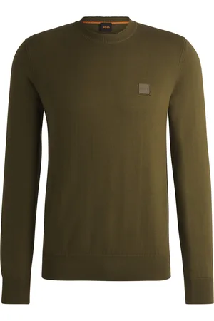 HUGO BOSS Jersey regular fit de algodón y cashmere con parche de logo
