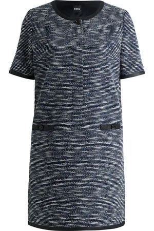 HUGO BOSS Vestido relaxed fit en tweed de algodón