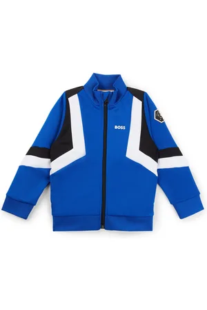 HUGO BOSS Chaqueta con cremallera para niños con rayas y detalles de logo