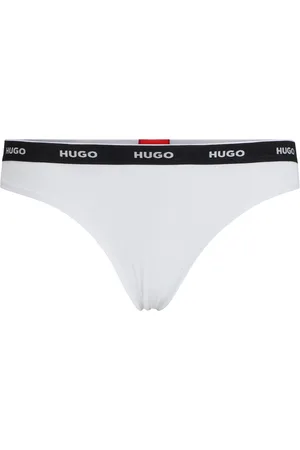 HUGO BOSS Tanga de algodón elástico con logos en la cintura