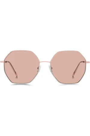 HUGO BOSS Gafas de sol de patillas tubulares con degradados en rosa y plateado