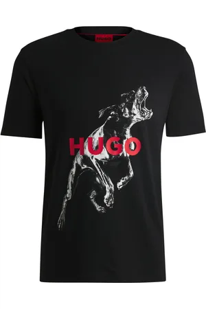 HUGO BOSS Camiseta oversize fit de algodón con gráfico de animal