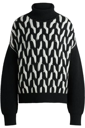HUGO BOSS Jersey de lana virgen con estructura trenzada de dos tonos