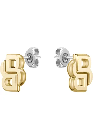 HUGO BOSS Pendientes dorados con monograma Double B