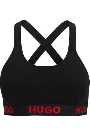 HUGO BOSS Bralette de espalda cruzada de algodón elástico con cinta de logos