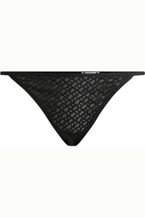 HUGO BOSS Tanga de encaje con monogramas y ribete de logo