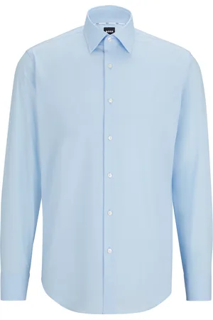 HUGO BOSS Camisa regular fit en popelín de algodón elástico de planchado fácil