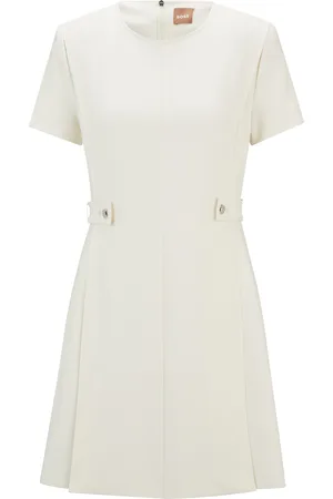 HUGO BOSS Vestido regular fit de tejido elástico con botones metálicos