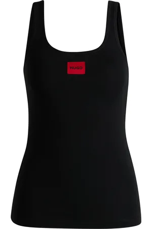 HUGO BOSS Camiseta de tirantes de algodón elástico con etiqueta con logo en rojo