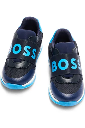 HUGO BOSS Deportivas en piel y malla para niños con correa de la marca