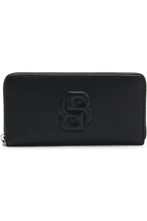 HUGO BOSS Cartera pequeña granulada con monograma Double B acolchado