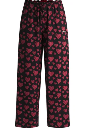 HUGO BOSS Pantalones de pijama de punto de mezcla de modal con estampado integral de corazones