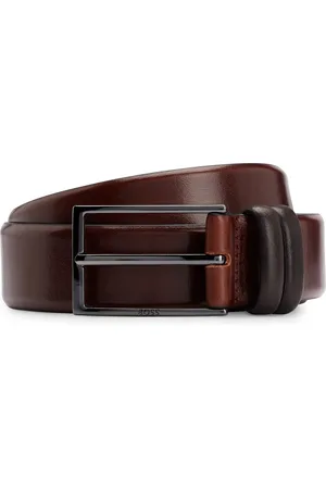 HUGO BOSS Cinturón de piel de curtido vegetal con herrajes de metal pesado