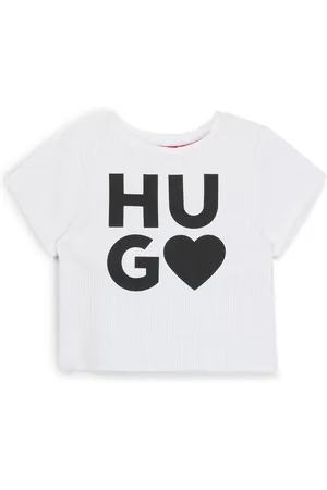 HUGO BOSS Camiseta de algodón para niños con logo de corazón estampado