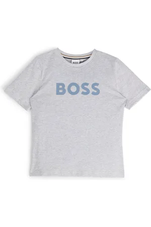 HUGO BOSS Camiseta regular fit de algodón con logo estampado para niños