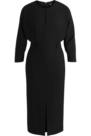 HUGO BOSS Vestido de mezcla de materiales con detalles en la cintura