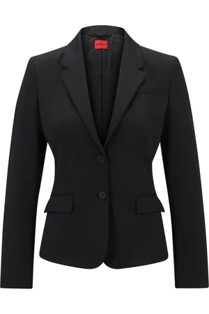HUGO BOSS Chaqueta recta en tejido elástico con solapas descendentes