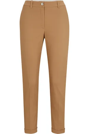 HUGO BOSS Pantalones regular fit de sarga de algodón elástico