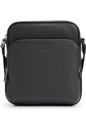 HUGO BOSS Bolso mensajero de piel italiana con logo grabado