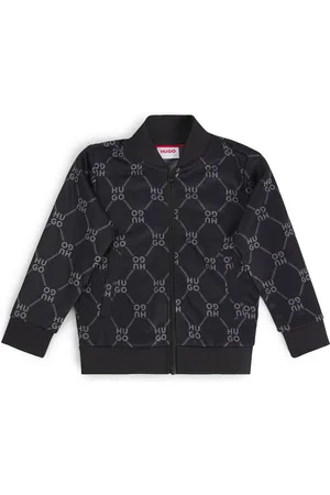 HUGO BOSS Chaqueta con cremallera para niños con logo apilado estampado