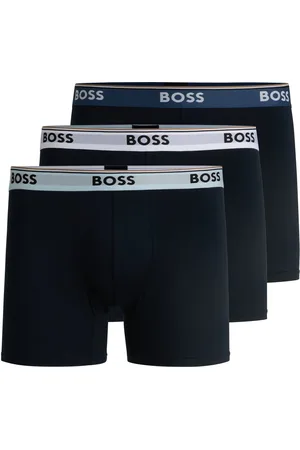 HUGO BOSS Paquete de tres calzoncillos bóxer en algodón elástico con logos