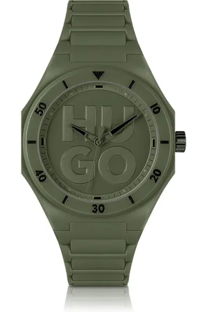 HUGO BOSS Reloj verde con correa de silicona tonal