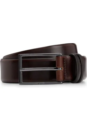 HUGO BOSS Cinturón de piel de curtido vegetal con herrajes de metal pesado